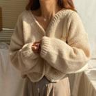 Single-breasted Plain Sweater Cardigan