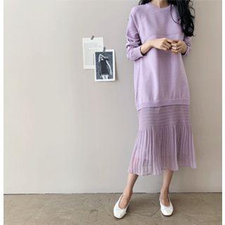 Panel-detail Chiffon-hem Knit Dress