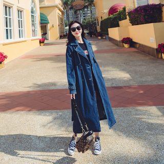 Double Breasted Long Denim Coat