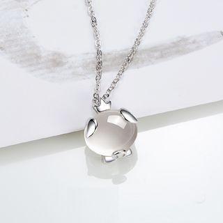 S925 Sterling Silver Cat Eye Stone Pendant Necklace As Shown In Figure - One Size