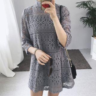 Set: Slipdress + 3/4-sleeve Lace Mini Dress