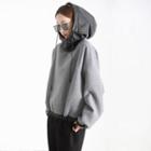 Loose-fit Two-tone Hooded Pullover Gray - One Size