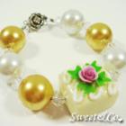 Sweet Color Rose Yellow Chocolate Pearl Crystal Bracelet