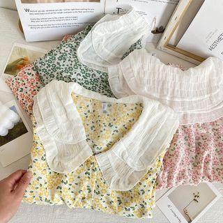 Dual-collar Floral Loose Shirt
