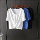 Short-sleeve Front Knot Cropped T-shirt