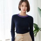 Glittered-trim Ribbed Knit Top