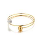 Simple And Fashion Plated Gold Geometric Round 316l Stainless Steel Bangle With Cubic Zirconia Golden - One Size