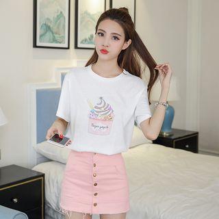 Set: Print Short-sleeve T-shirt + Skort