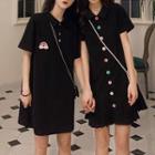Short-sleeve Rainbow Embroidered A-line Polo Dress (various Designs)