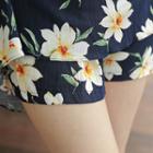 Inset Inner Shorts Flower Print Mini Skirt