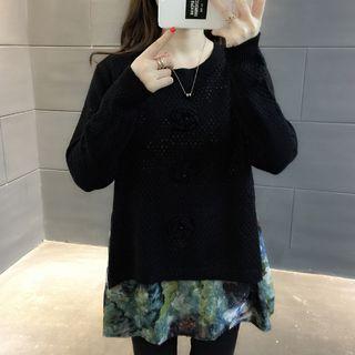 Flower Mock Two-piece Sweater