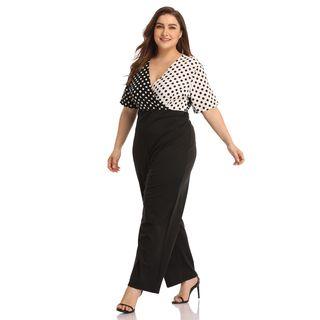 Dotted Mock Two-piece Jumpsuit