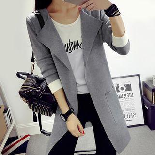 Lapel Open Front Knit Coat