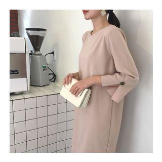 3/4-sleeve Round-neck Dress