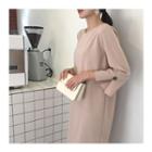 3/4-sleeve Round-neck Dress