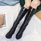 Low Heel Front Zip Mid-calf Boots