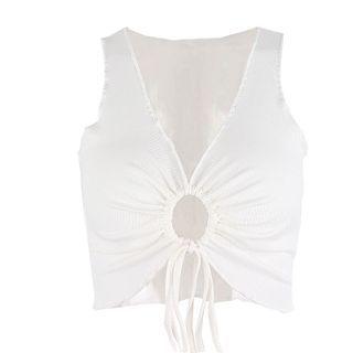 Lettuce Edge Cutout Crop Tank Top