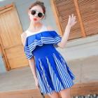 Cold Shoulder Striped Swimdress