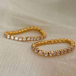 Rhinestone Chain Alloy Ring
