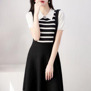 Mock Two-piece Striped Mini A-line Dress