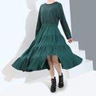 Panel Ruffle Accordion Pleat Dress