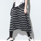 Striped Baggy Pants Stripes - Black & Gray - One Size