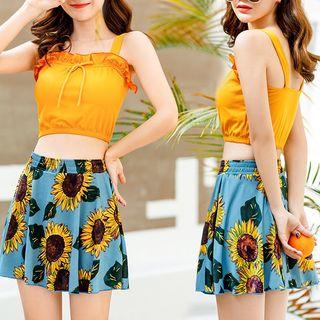 Set: Plain Swim Top + Flora Skirt