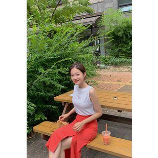 Button-through H-line Long Skirt