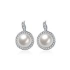 Elegant And Fshion Geometric Round Pearl Stud Earrings Silver - One Size