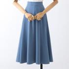 High-waist Midi A-line Skirt / Short-sleeve Plain Shirt