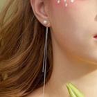 925 Sterling Silver Faux Pearl Fringed Earring 1 Pair - One Size