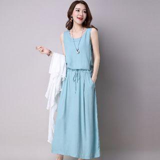Set: Open-front Midi Jacket + Sleeveless Midi A-line Dress