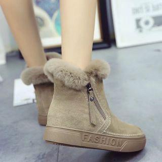 Faux Suede Furry Accent Winter Booties
