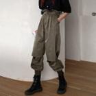 Paperbag High-waist Cutout-knee Jogger Pants