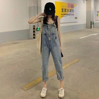 Plain Tank Top / Plain Denim Jumper Pants