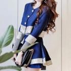 Set: Two-tone Cropped Jacket + Skort