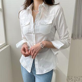 Flap-pocket Stretchy Shirt