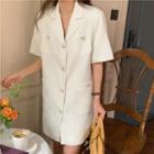 Short-sleeve Pocket Detail Mini Blazer Dress