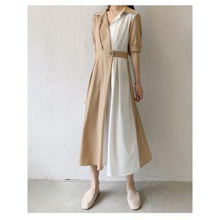 Two-tone Midi A-line Shirt Dress