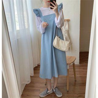 Long-sleeve T-shirt / Cap-sleeve Midi Dress