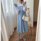 Long-sleeve T-shirt / Cap-sleeve Midi Dress