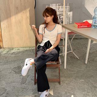 Short-sleeve Ringer Cardigan