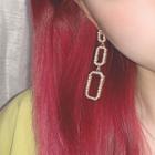 Rhinestone Rectangle Dangle Earring De0132 - 1 Pair - Three Rectangles - One Size