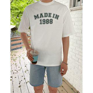 Number Letter Print Boxy T-shirt