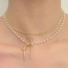 Faux Pearl Necklace 1 Pc - Faux Pearl Necklace - Gold - One Size