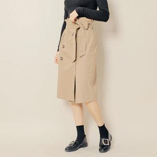 Double-breasted Skirt With Sash