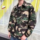 Camouflage Lettering Buttoned Jacket