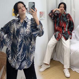 Palm-tree Print Over-fit Shirt