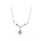 925 Sterling Silver Simple Fashion Elk Purple Freshwater Pearl Necklace With Cubic Zirconia Silver - One Size