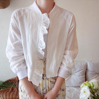 Frill-trim Linen Blend Jacket